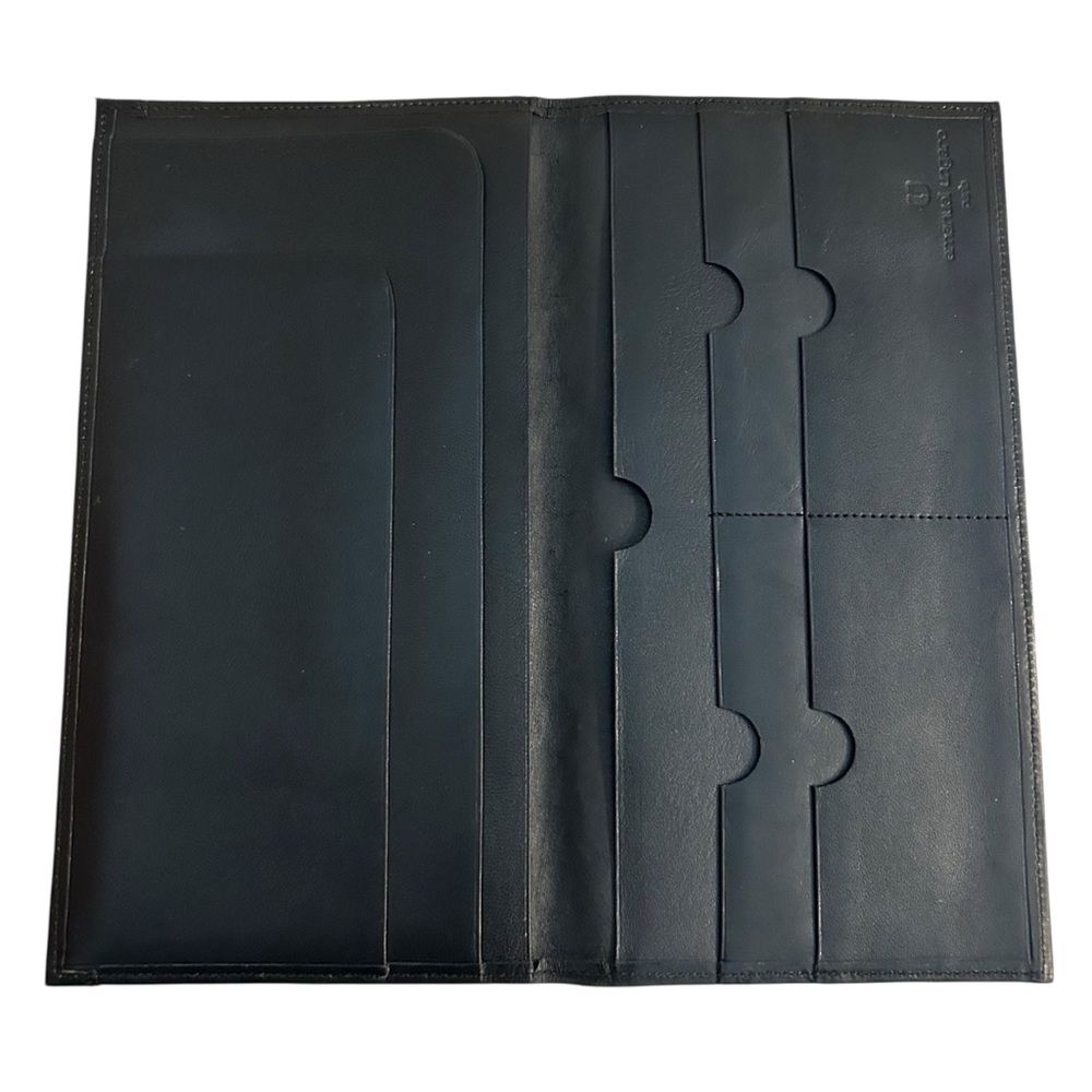 VTG Emanuel Ungaro Paris Slim Long Black Leather Wallet Bifold EUC